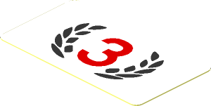 Sticker  1.0 x  1.8 with Red Number "3" and Black Laurel Wreath