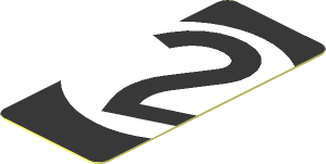 Sticker  1.8 x  0.8 with Black Number 2 in White Disc on Black Background