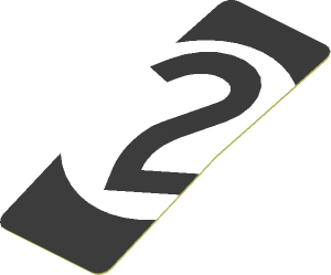 Sticker  1.9 x  0.8 with Black Number 2 in White Disc on Black Background (Formed)