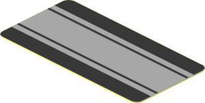 Sticker  0.9 x  1.8 with Grey Stripes on Black Background