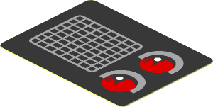 Sticker  1.4 x  1.8 with Grey Air Vent and Red Taillamp on Black Background Right