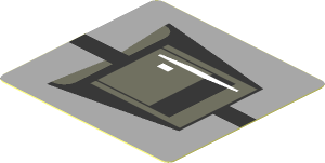 Sticker  1.8 x  1.9 with Black Air Vent on Grey Background