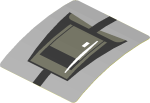 Sticker  1.8 x  1.9 with Black Air Vent on Grey Background (Formed)