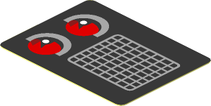 Sticker  1.4 x  1.8 with Grey Air Vent and Red Taillamp on Black Background Left