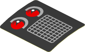 Sticker  1.4 x  1.8 with Grey Air Vent and Red Taillamp on Black Background Left (Formed)