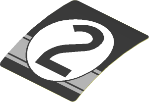 Sticker  1.9 x  1.8 with Black Number 2 in White Disc on Black Background (Formed)