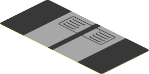 Sticker  1.8 x  3.8 with Black Air Vents in Grey Stripes on Black Background