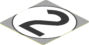 Sticker  1.9 x  1.8 with Black Number 2 in White Disc on Grey Background