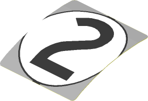 Sticker  1.9 x  1.8 with Black Number 2 in White Disc on Grey Background (Formed)