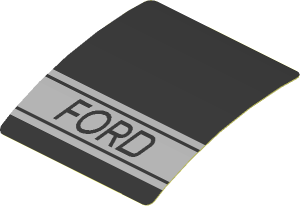 Sticker  1.9 x  1.8 with Black Ford Text in Grey Stripe on Black Background (Formed)