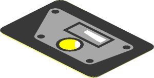 Sticker  0.8 x  1.2 with Headlamp in Grey Trapezoid on Black Background Right