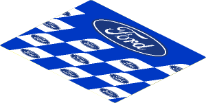 Sticker  4.6 x  5.8 with Ford Logos on Blue and White Background