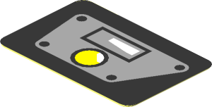 Sticker  0.8 x  1.2 with Headlamp in Grey Trapezoid on Black Background Left