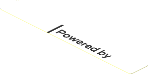 Sticker  0.8 x  5.8 with Black "Powered by" Text on White Bakcground
