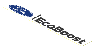 Sticker  0.8 x  5.8 with Ford Logo and Black "Ecoboost" Text on White Background