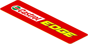 Sticker  0.8 x  3.0 with Castrol Edge Logo on Red Background Right