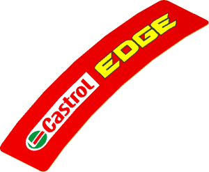 Sticker  0.8 x  3.0 with Castrol Edge Logo on Red Background Right (Formed)