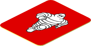 Sticker  1.0 x  0.8 with Michelin Man Running on Red Background