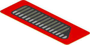 Sticker  0.8 x  2.2 with Grey Air Vents on Red Background Right