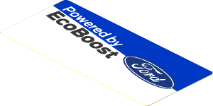Sticker  1.8 x  4.0 with Ford Logos on Blue and White Background Right