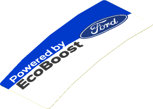 Sticker  1.8 x  4.0 with Ford Logos on Blue and White Background Right (Formed)