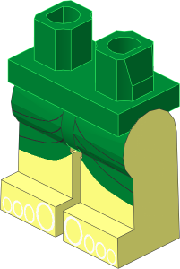 Minifig Hips and Legs with Green Kilt and Toes Pattern
