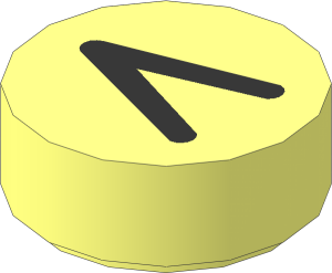 Tile  1 x  1 Round with Black "<" Pattern