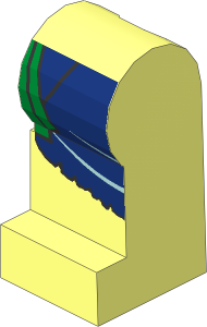 Minifig Leg Left with Dark Blue and Gold Loincloth Pattern