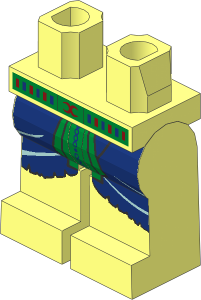 Minifig Hips and Legs with Dark Blue and Decorated Gold Loincloth Pattern