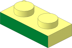 Plate  1 x  2 with Metallic Gold Front Face Pattern