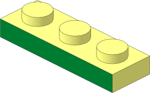 Plate  1 x  3 with Metallic Gold Front Face Pattern