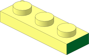 Plate  1 x  3 with Metallic Gold Side Face Pattern