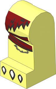 Minifig Leg Left with Dark Red Loincloth and White Claws Pattern