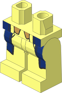 Minifig Hips and Legs with Dark Blue Coattails and Dark Tan Vest Tails Pattern