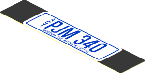 Sticker  0.7 x  3.6 with "PJM 340" Australian License Plate on Black Background