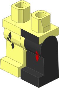 Minifig Hips and Legs with Harlequin Red/Black Pattern