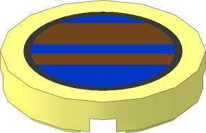 Tile  2 x  2 Round with Blue and Medium Azure Stripes within Black Ring Pattern