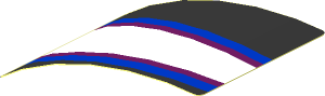 Sticker  1.8 x  3 White Trapezoid and Light blue Stripes on Black Background Right (Formed)