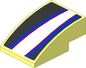 Slope Brick Curved  3 x  2 with White Trapezoid and Light blue Stripes on Black Background Right Sticker