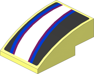 Slope Brick Curved  3 x  2 with White Trapezoid and Light blue Stripes on Black Background Left Sticker