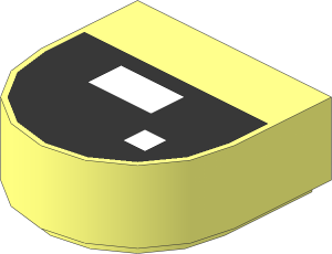 Tile  1 x  1 with Rounded End with White Rectangle and Square on Black Background Pattern