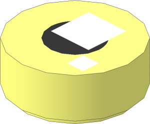 Tile  1 x  1 Round with Two White Squares on Black Disc Pattern