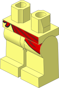 Minifig Hips and Legs with Red Tied Sash Pattern