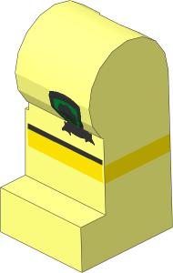 Minifig Leg Left with Shorts with Black Line and Lion Crest Pattern