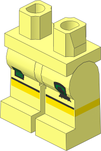Minifig Hips and Legs with Shorts with Black Line and Lion Crest Pattern