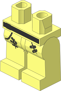Minifig Hips and Legs with Studded Belt and Safety Pins Pattern