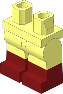 Minifig Hips and Legs with Dark Red Lower Leg Pattern