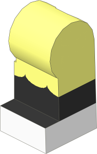 Minifig Leg Left with Ruffles, Black Lower Leg and White Feet Pattern