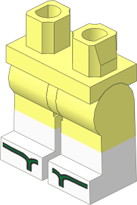 Minifig Hips and Legs with White Lower Leg and Green Sandals Pattern