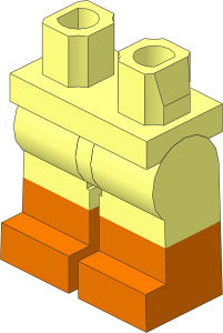 Minifig Hips and Legs with Dark Orange Lower Leg Pattern